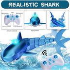 2.4Ghz Remote Control Shark 360° Rotation Electric RC Shark Toys with Light & Spray Water for Kids