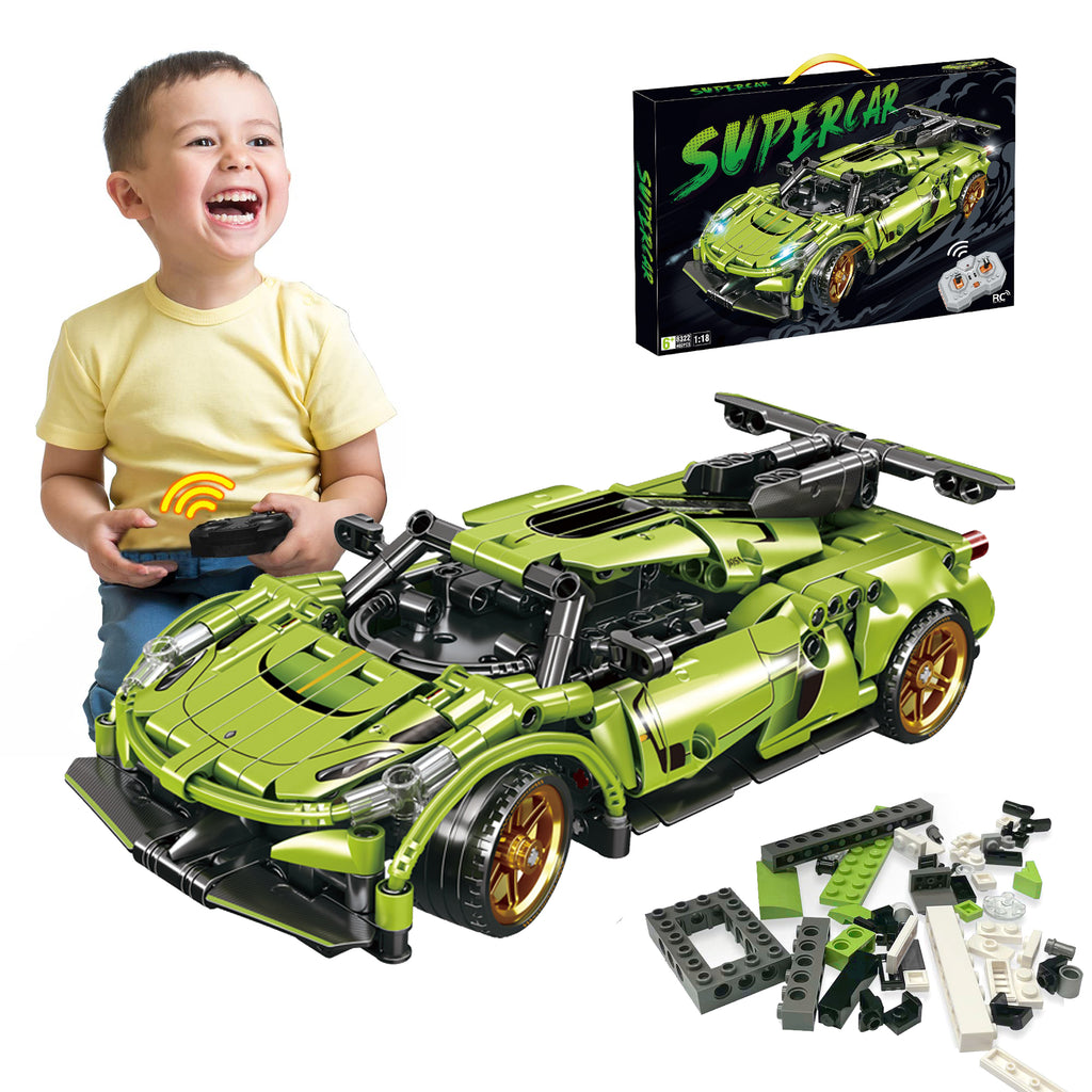 402Pcs Remote Control Sports Race Car Building Blocks Sets, STEM Building Kits, Educational Learning Toys for Boys, Practical Gifts 4 5 6 7 8 9 10+ Year Old