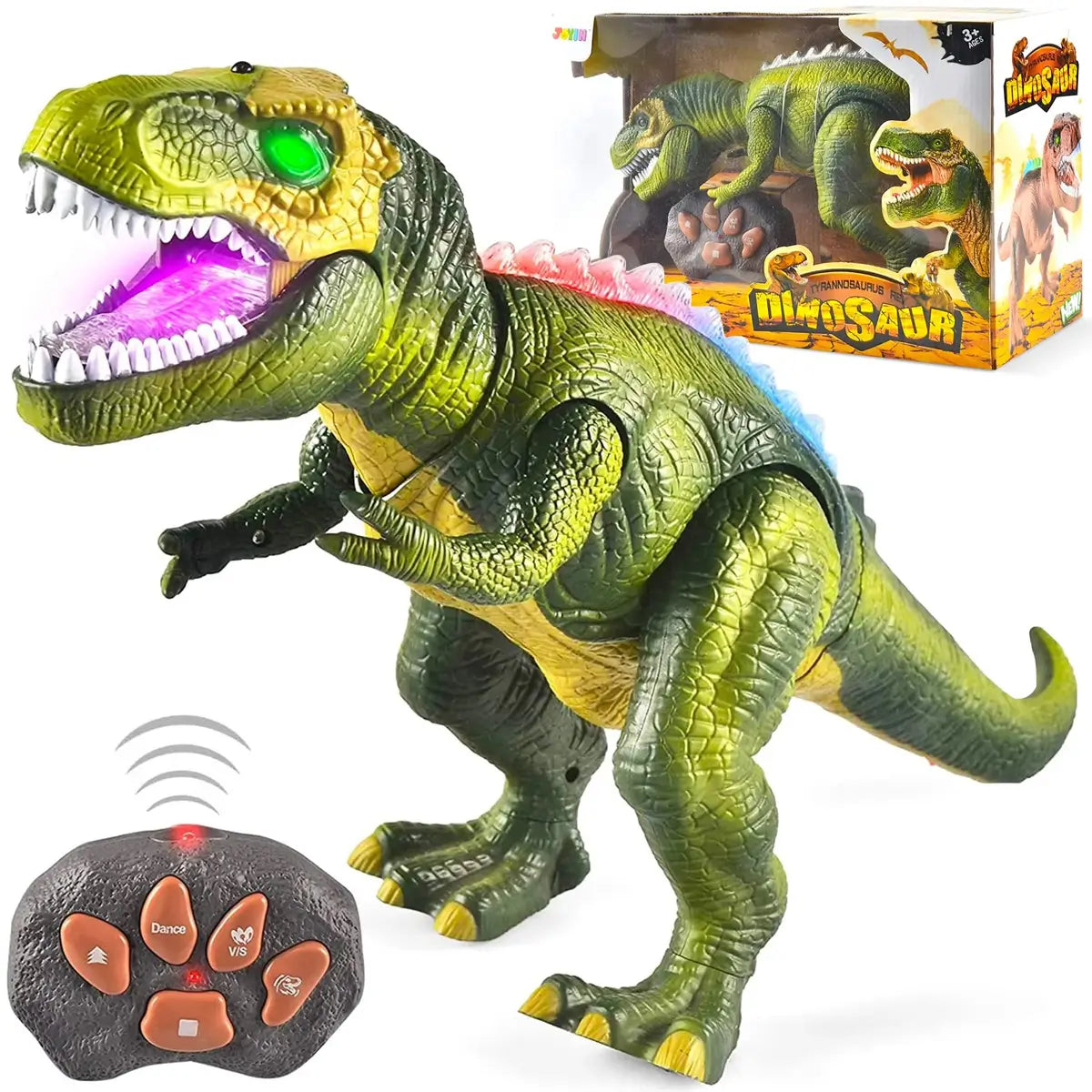 Kids RC Dinosaur Toy Remote Control Dinosaur T-Rex With LED Light Up, Walking & Roaring Realistic Dinosaur Toys