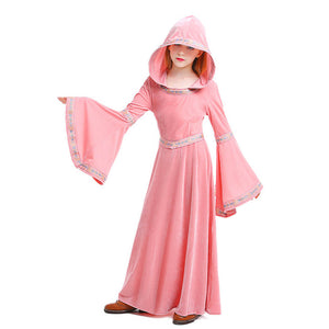 Renaissance Faire Dress Kids Adults Medieval Clothing Hooded Velvet Party Outfit