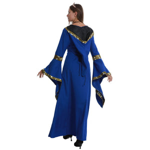 Women Medieval Dress Hooded Front Lace Up Renaissance Faire Dress Lady Ball Gown Outfit