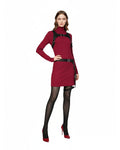 Mystery Agent Tactical Costume The Spy in Red Dress with Faux Leather Body Harness and Holster for Roleplay Events
