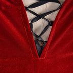 Mystery Agent Tactical Costume The Spy in Red Dress with Faux Leather Body Harness and Holster for Roleplay Events
