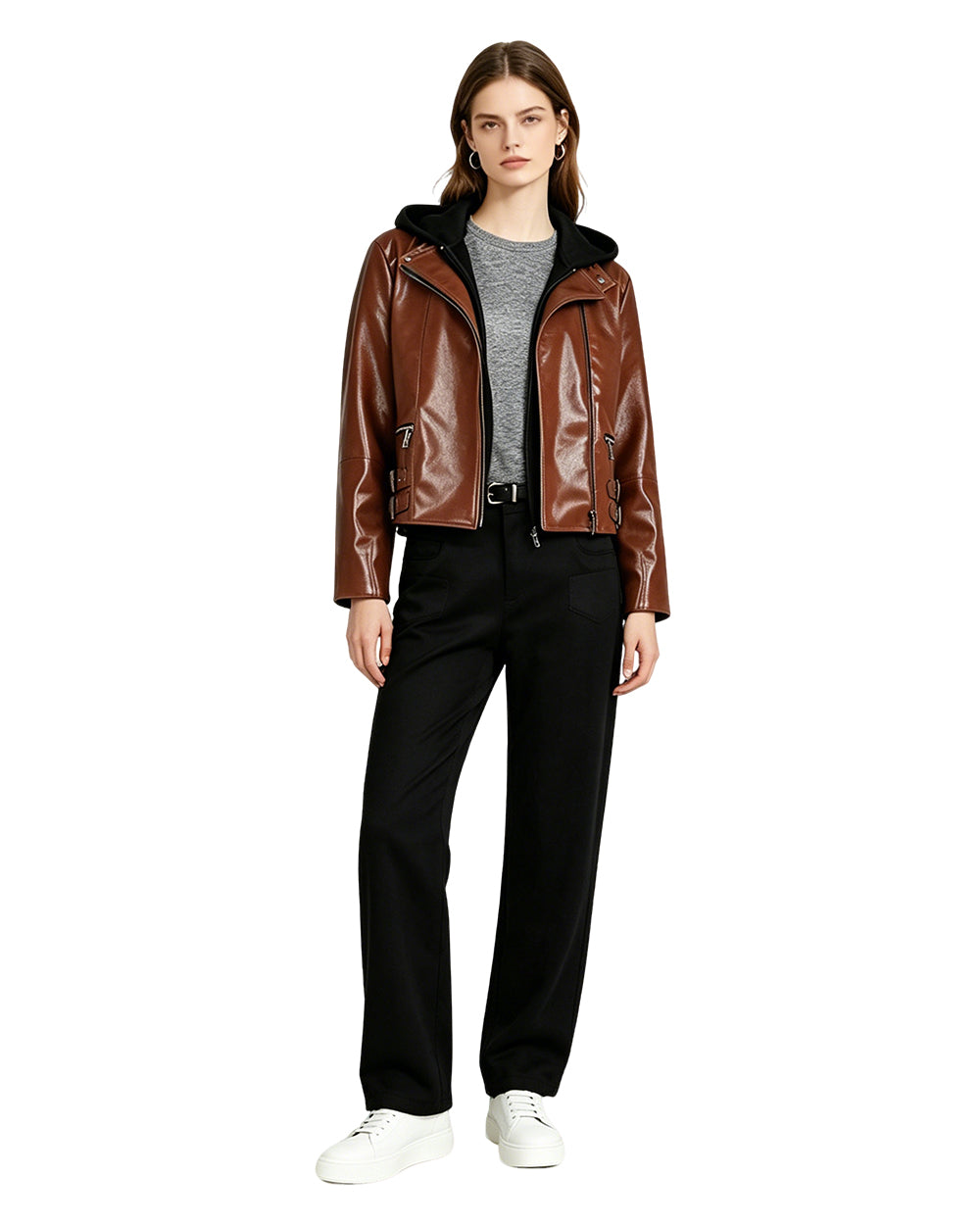 Retro 90s Journalist Costume Classic Survival Horror Style Leather Jacket Pants Suit for Game Roleplay