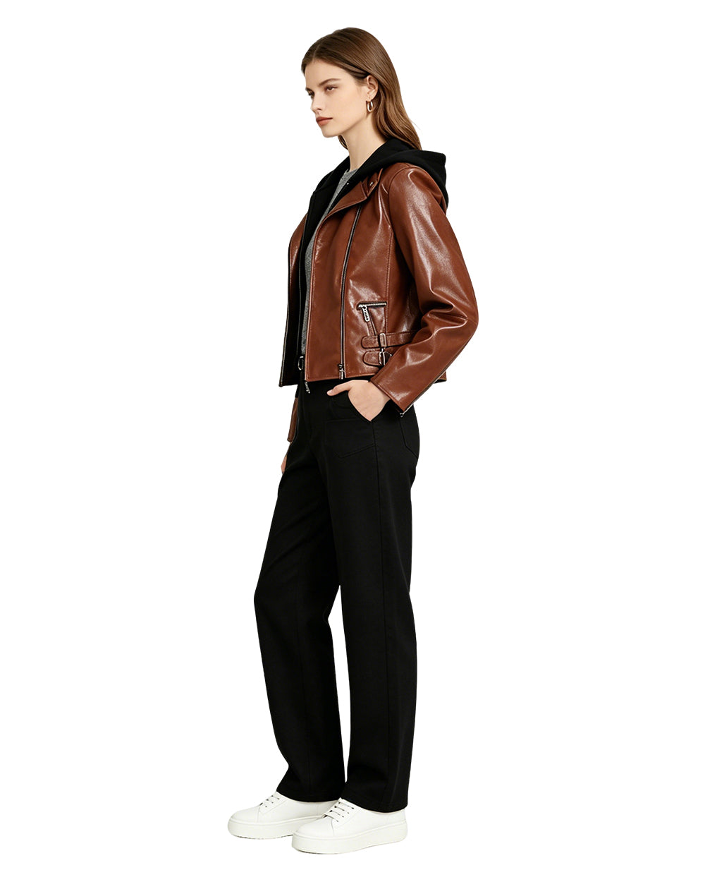 Retro 90s Journalist Costume Classic Survival Horror Style Leather Jacket Pants Suit for Game Roleplay