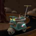 Cute 3-IN-1 Ride on Car Cartoon Baby's Push Car with Detachable Handle and Guardrail