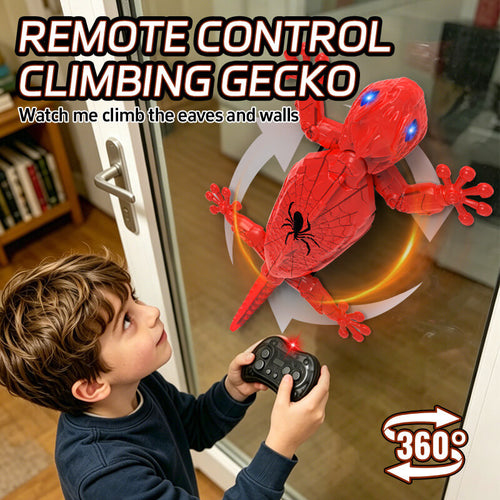 2.4G RC Robot Wall-Climbing Gecko Toy Vacuum Adsorption RC Lizard with LED Eyes and 360° Rotation for Kids