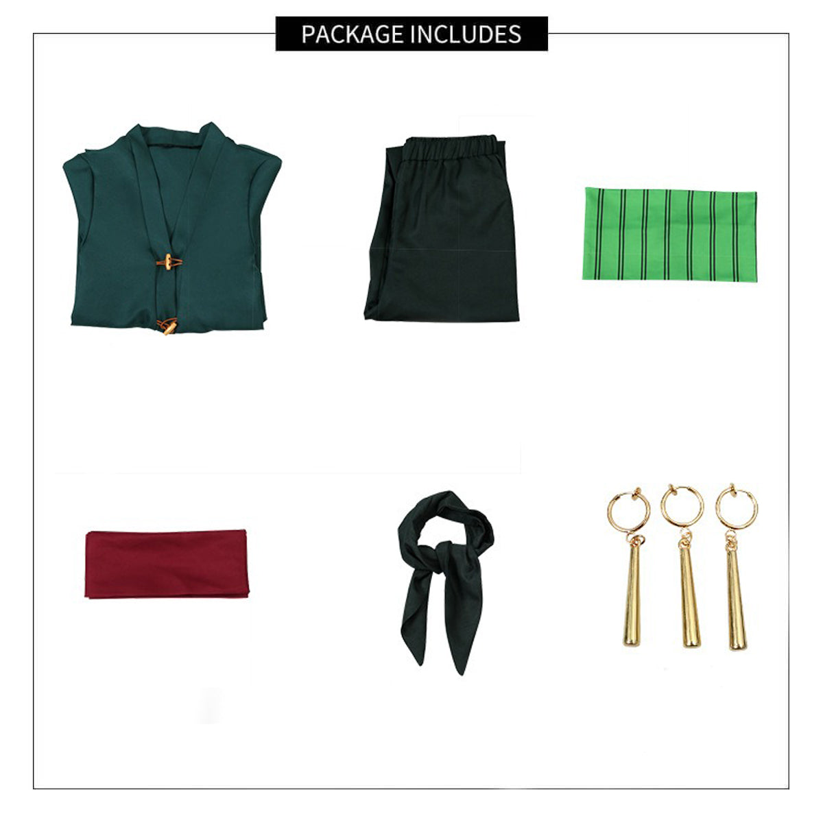 Kids Roronoa Outfit Green Pirate Hunter Dress Up Suit for Halloween Cosplay Party