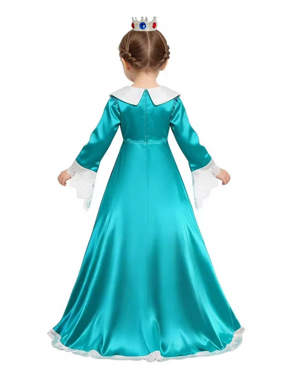Rosalina Costume The Galactic Princess Turquoise Off-should Dress with Crown Star Wand Set