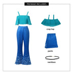 Chelsea Costume Girls Adults Crop Top Pants Necklace 3pcs Set Chelsea Cosplay Outfit for Halloween