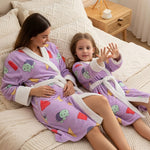 Pop Star Costume Soft Plush Purple Robe Cozy Fluffy Loungewear for Kids Adults