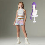 Kids Pop Idol Costume “What It Sounds Like” White Stage Cosplay Outfits Halloween Costume