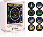 Christmas Mini Record Player NFC Magnetic Music Box with 9 Records and 360° LED Light