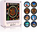 Christmas Mini Record Player NFC Magnetic Music Box with 9 Records and 360° LED Light