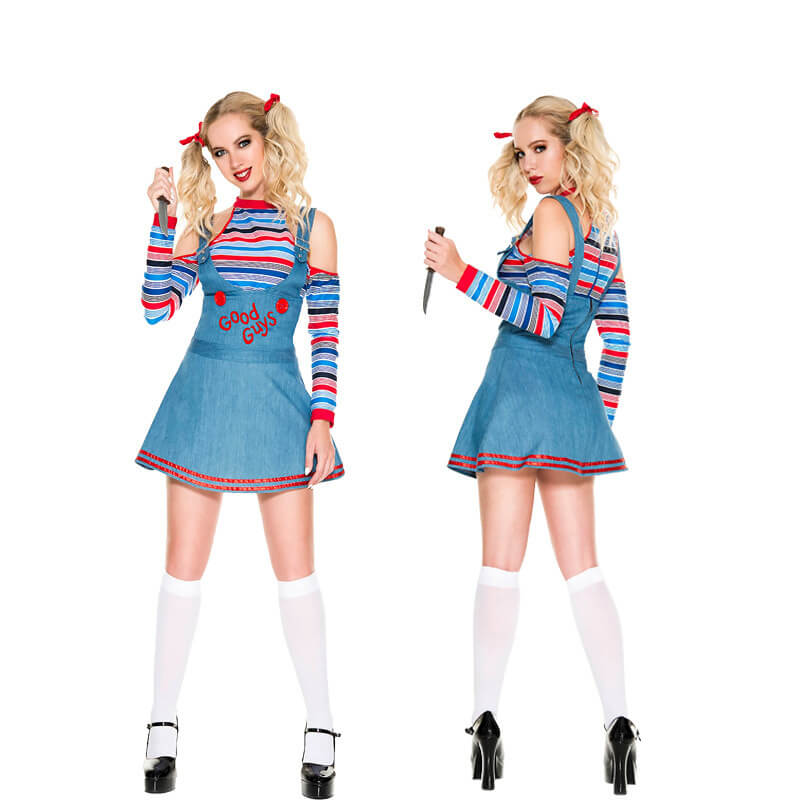 Chucky Costumes Women Sexy Ghost Doll Halloween Overalls Chucky Outfit for Cosplay
