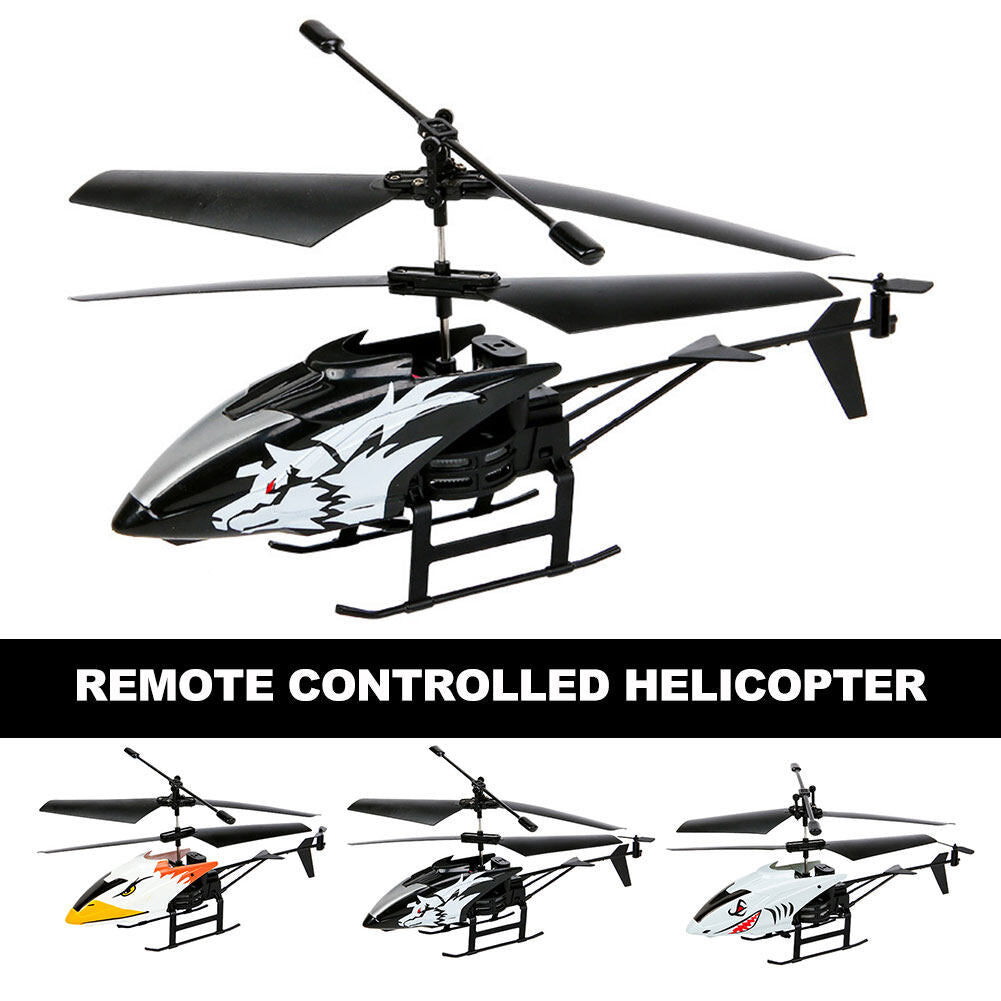 Remote Control Helicopter 2CH Cartoon RC Aircraft with Light Kids Plane Toys