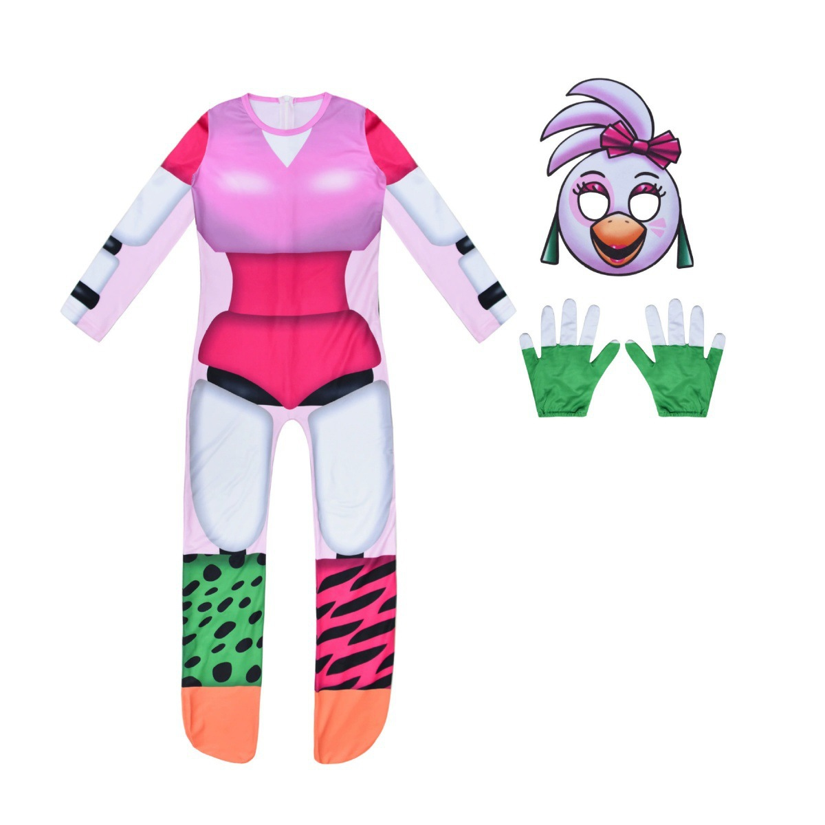 Kids FNAF Costume Boys Girls Jumpsuit with Gloves and Mask for Cosplay Dress Up
