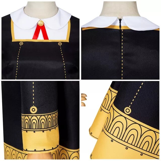 Anya Costume The Spy Child Cosplay Dress and Socks Headwear Full Set