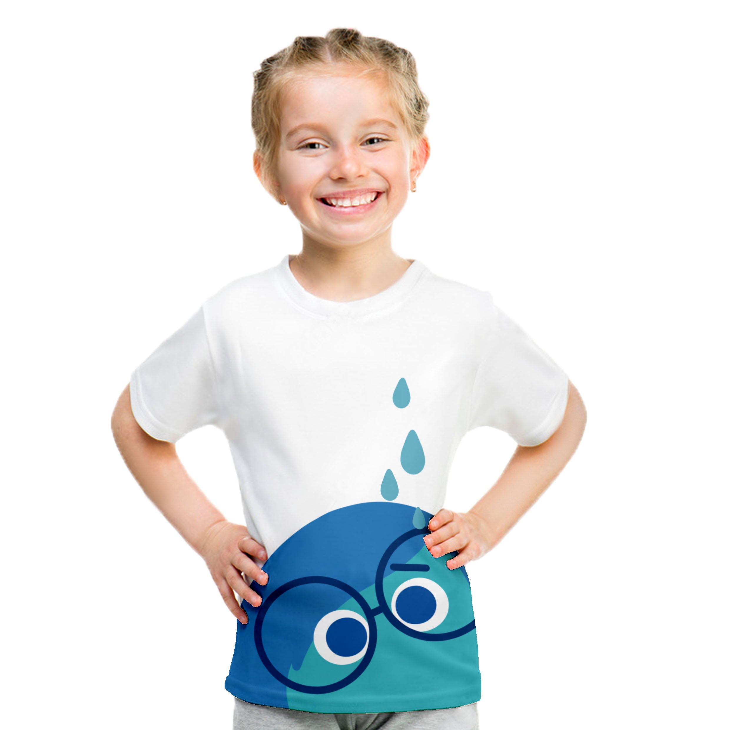 Girls Emotion Sadness T-shirt Inside Movie Out 100% Cotton Shirt for Kids 2-10 Years