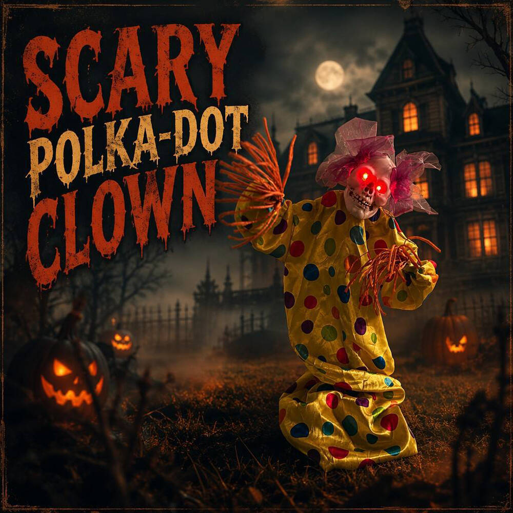 Halloween Decoration 39.4'' Scary Skeleton Clown Ornament Yard Stake Prop with Flashing Eyes and Spooky Sound