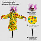 Halloween Decoration 39.4'' Scary Skeleton Clown Ornament Yard Stake Prop with Flashing Eyes and Spooky Sound