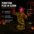 Halloween Decoration 39.4'' Scary Skeleton Clown Ornament Yard Stake Prop with Flashing Eyes and Spooky Sound