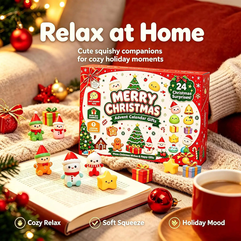 Christmas Advent Calendar 2026 Dumpling Squishies 24Pcs Cute Squeeze Fidget Toys Christmas Countdown Gift Set for Kids and Adults