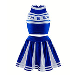 Sexy Cheerleader Costume Schoolgirl Cheerleading Uniforms Women Crop Top with Pleated Skirt Pom Poms Socks