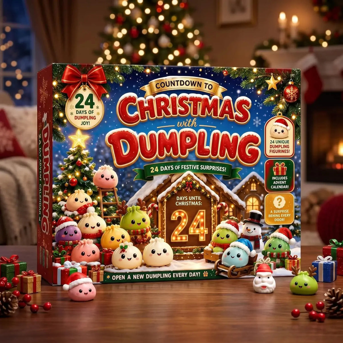Christmas Advent Calendar 2026 Dumpling Squishies 24Pcs Cute Squeeze Fidget Toys Christmas Countdown Gift Set for Kids and Adults