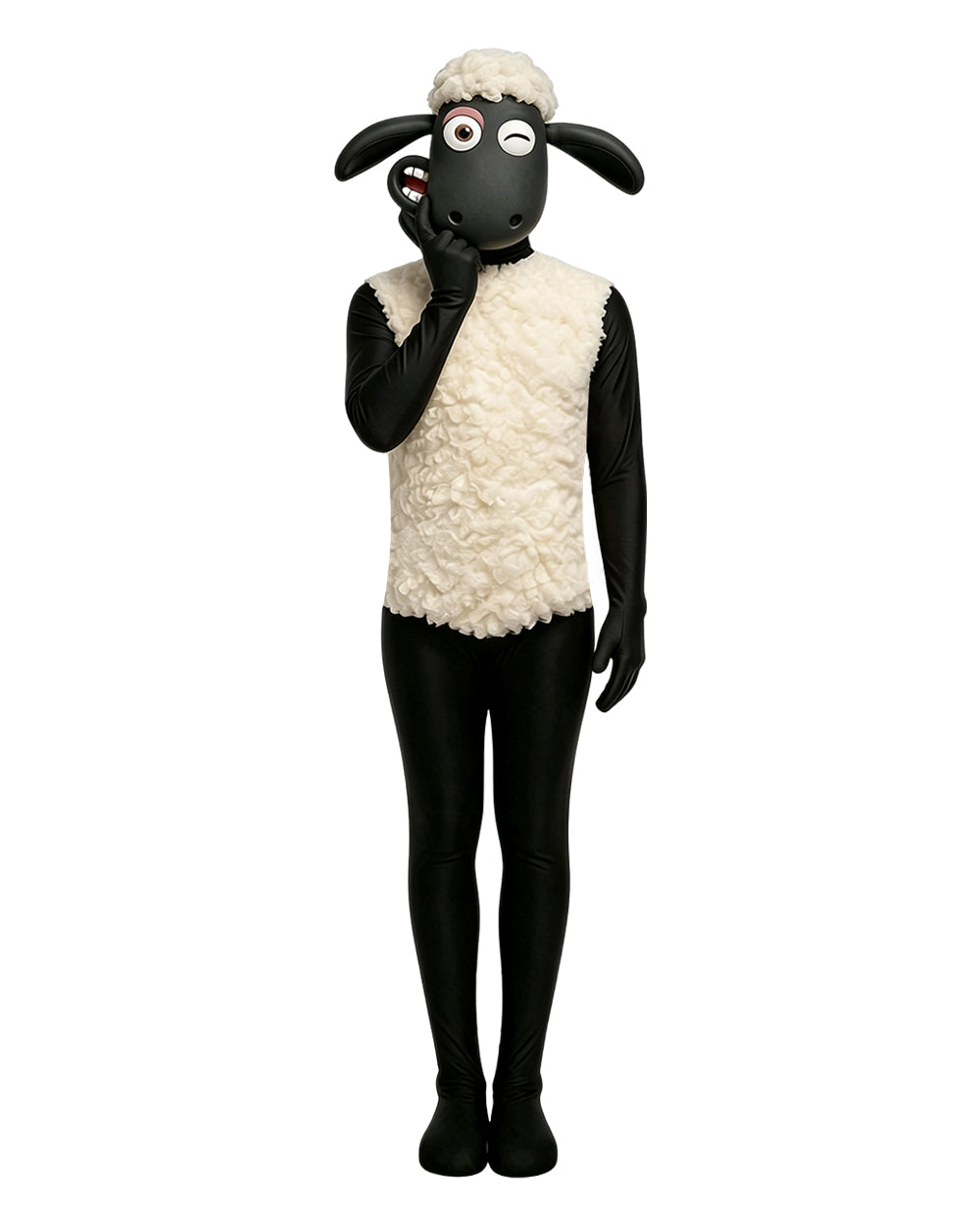 Little Sheep Costume White Lamb Jumpsuit with Helmet 2pcs Set for Halloween Cosplay