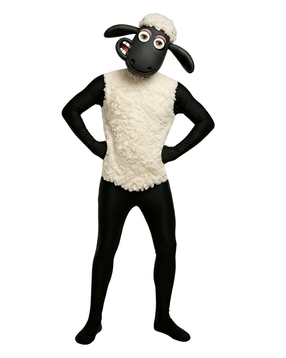 Little Sheep Costume White Lamb Jumpsuit with Helmet 2pcs Set for Halloween Cosplay