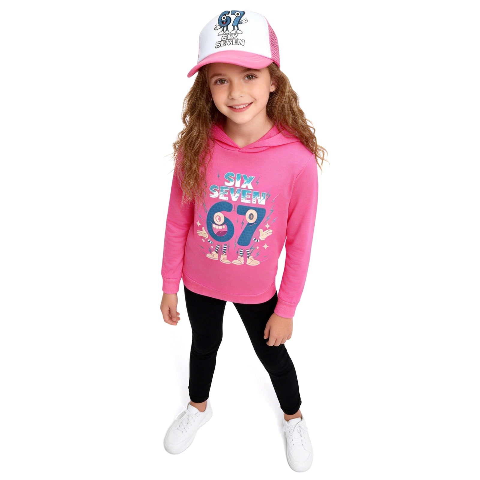 Six-Seven in Steal A Brainrot Costume Hooded Sweatshirt and Cap Trendy Outfit 67 Meme Hoodie for Boys Girls