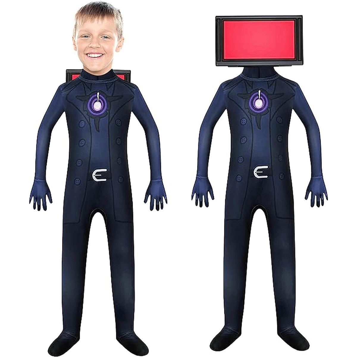 Kids Boys Girls Skibidi Toilet Tv Man Cosplay Costume Audio Jumpsuit Mask  Outfits Party Fancy Dress For 4-10years