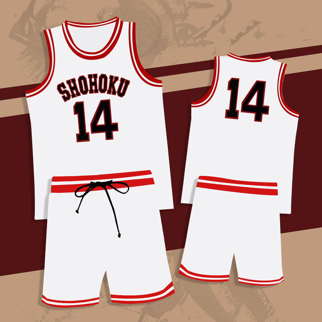 Slam Dunk Jersey Sakuragi Hanamichi #10 Uniform Shohoku Jersey White Basketball Shirt Shorts for Kids Adults