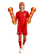 Spain Soccer Jersey Red Football Uniform with Elastic Haedband Inflatable Cheer Sticks for Match Day