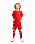 Spain Soccer Jersey Red Football Uniform with Elastic Haedband Inflatable Cheer Sticks for Match Day