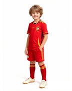Spain Soccer Jersey Red Football Uniform with Elastic Haedband Inflatable Cheer Sticks for Match Day
