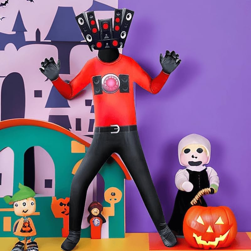 Skibidi Toilet Cosplay Jumpsuit Boys Halloween Costume Kids TV Man Cameraman and Speaker Man Cosplay Outfits