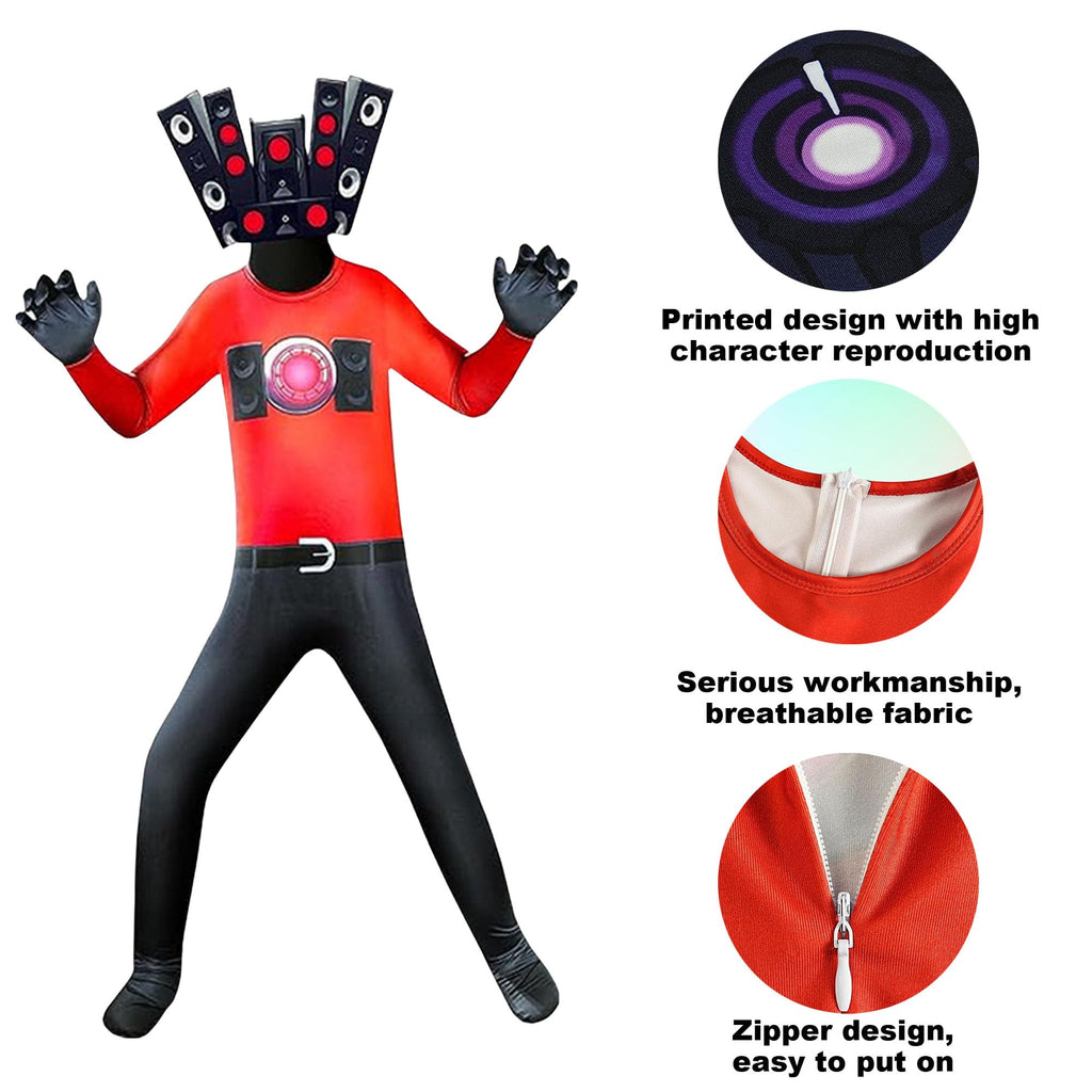 Skibidi Toilet Cosplay Jumpsuit Boys Halloween Costume Kids TV Man Cameraman and Speaker Man Cosplay Outfits
