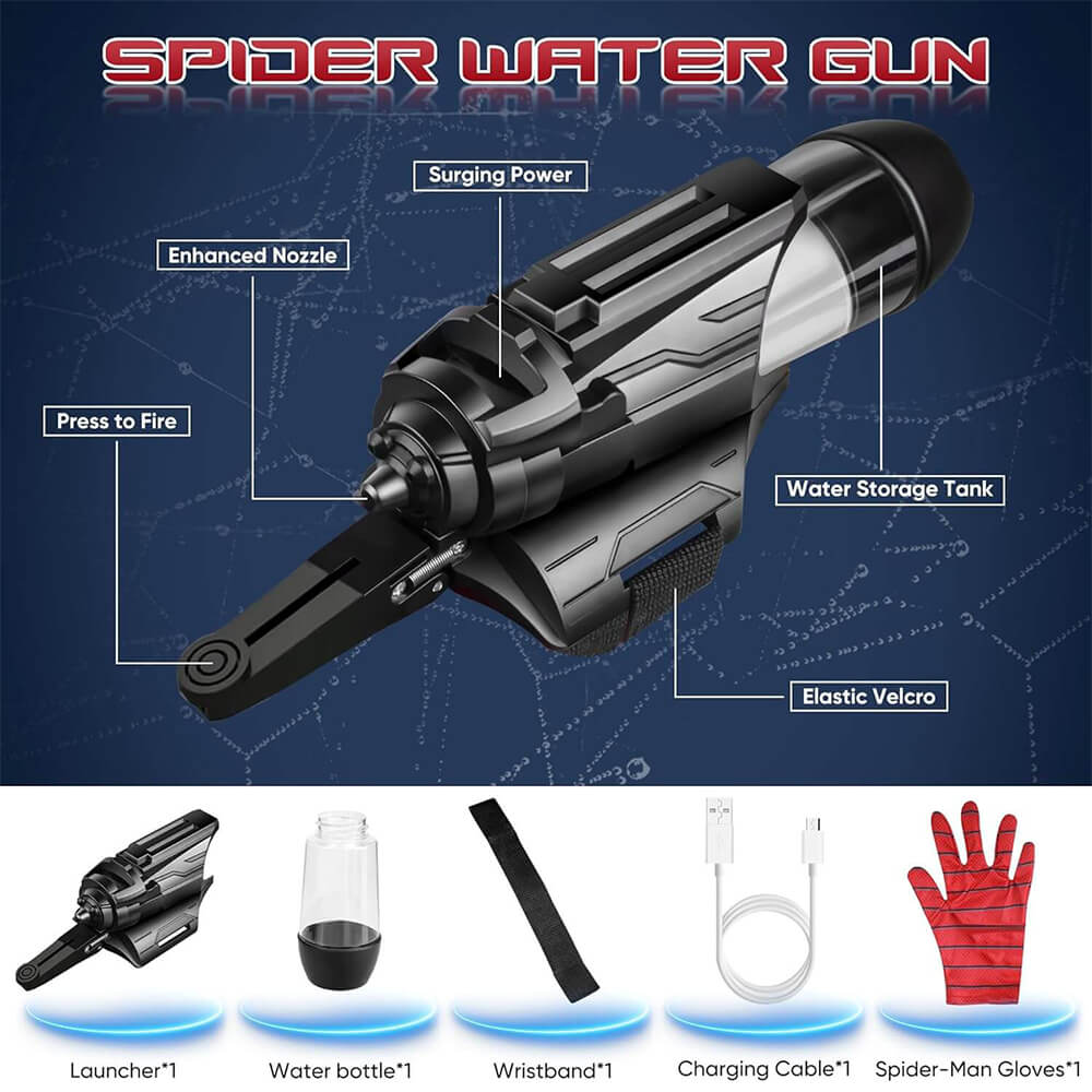 Spider Electric Water Gun with Gloves Wrist-Mounted Water Gun Summer Outdoor Toy For Kids and Adult