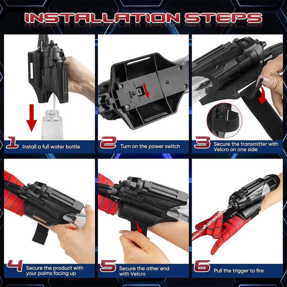 Spider Electric Water Gun with Gloves Wrist-Mounted Water Gun Summer Outdoor Toy For Kids and Adult