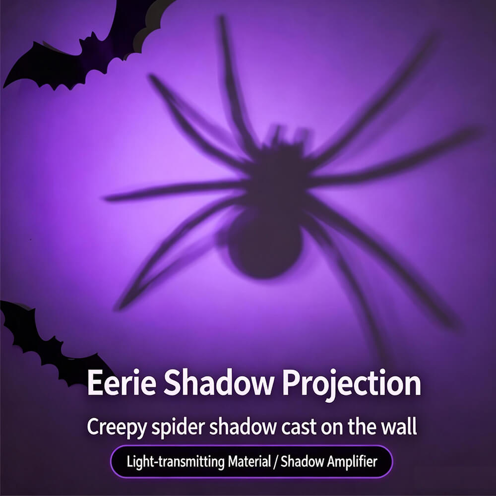 Spider LED String Lights Halloween Decoration Spider Projection Purple Lights for Spooky Holiday Decor