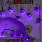 Spider LED String Lights Halloween Decoration Spider Projection Purple Lights for Spooky Holiday Decor