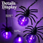 Spider LED String Lights Halloween Decoration Spider Projection Purple Lights for Spooky Holiday Decor