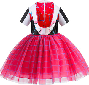 Girls Superhero Costume Gwen Dress Spider Dress Up Outfit for Cosplay Party