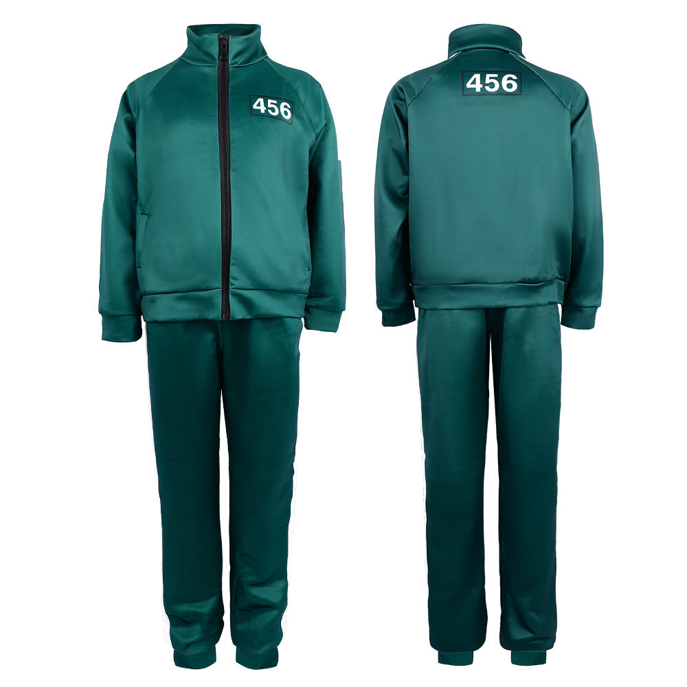 Adult Player 456 Track Suit Green Zipper Jacket and Pants Costume