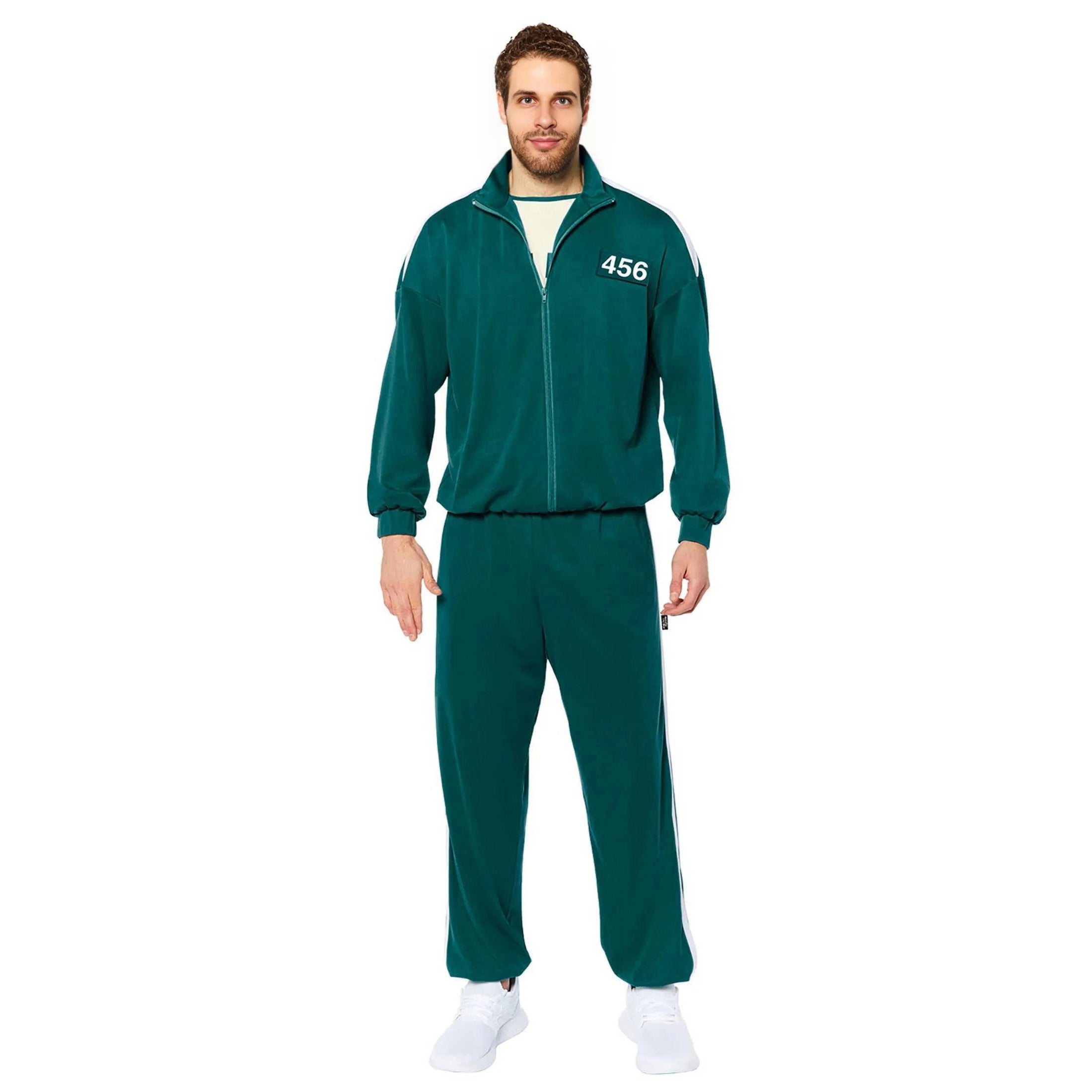 Adult Player 456 Track Suit Green Zipper Jacket and Pants Costume