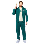 Adult Player 456 Track Suit Green Zipper Jacket and Pants Costume