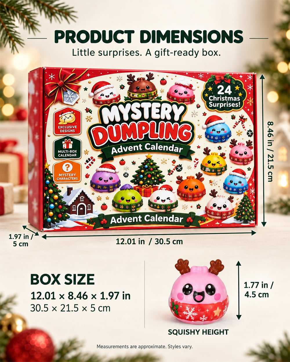 2026 Squishy Toys Christmas Advent Calendar Cute Sensory Fidget Stress Relief Toys for Boys Girls Xmas Gift