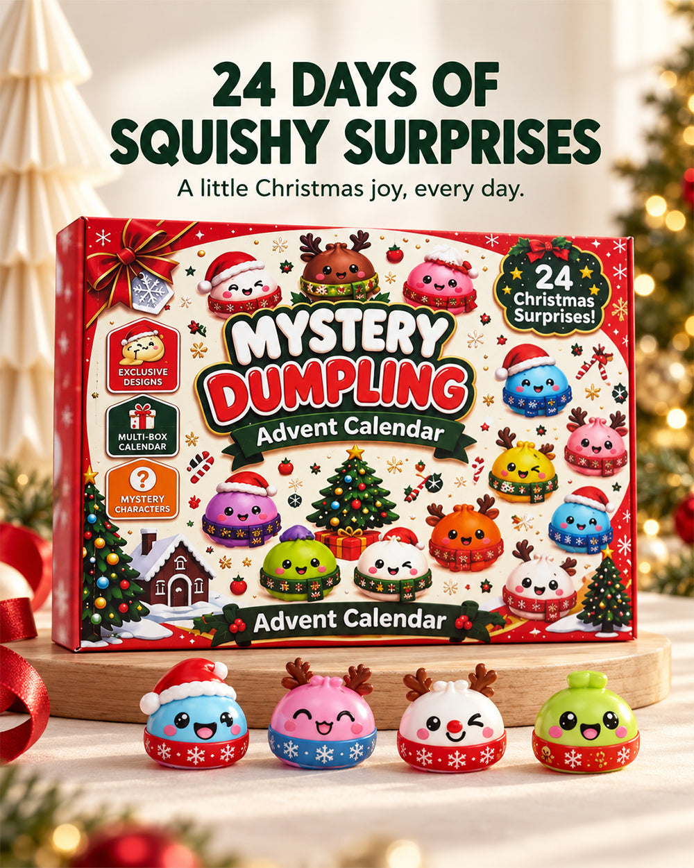 2026 Squishy Toys Christmas Advent Calendar Cute Sensory Fidget Stress Relief Toys for Boys Girls Xmas Gift